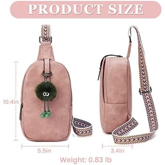 Sling Bag Leather Chest Bag Pink - Picture 3 of 6